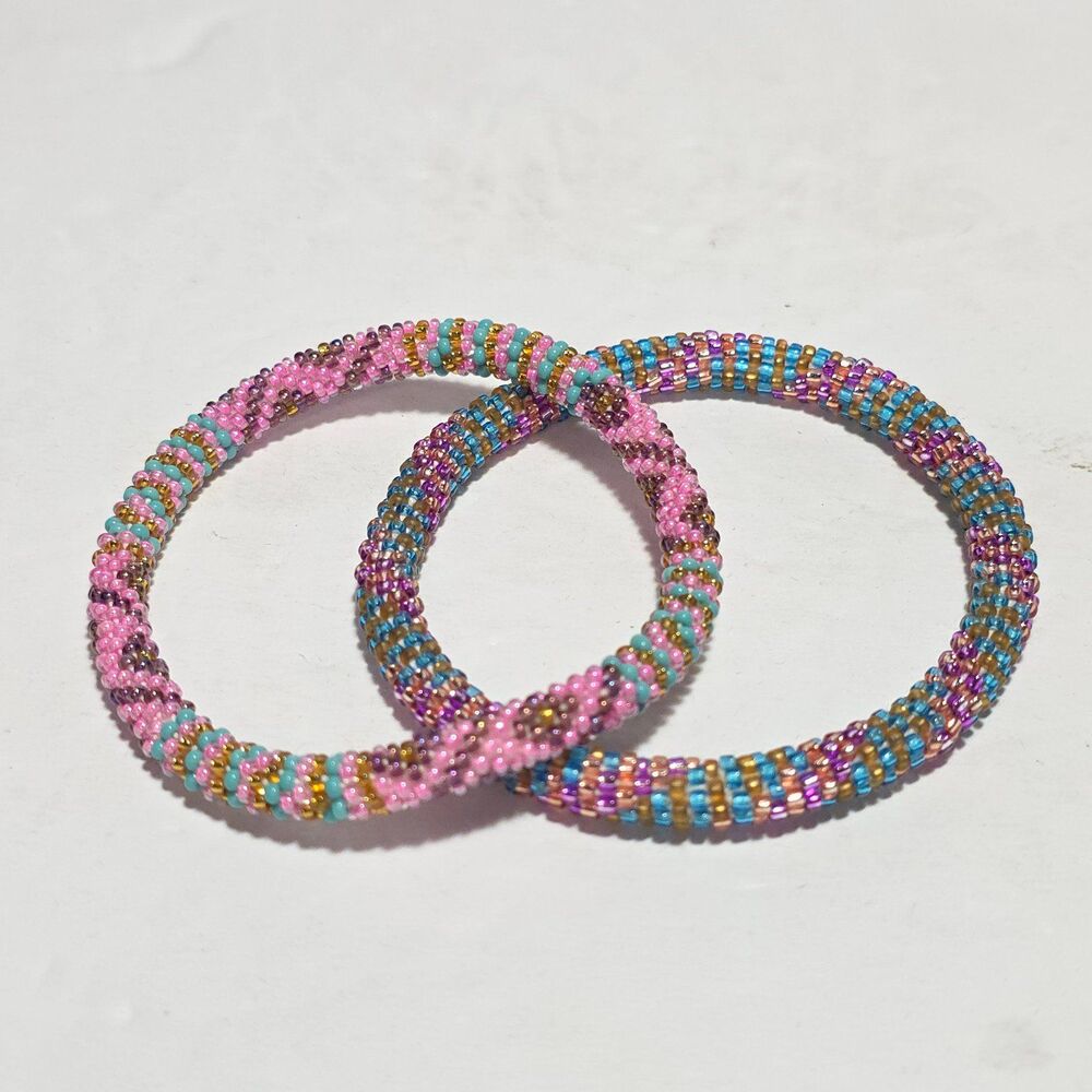 2 Sashka 8" Beaded Bracelets Handmade